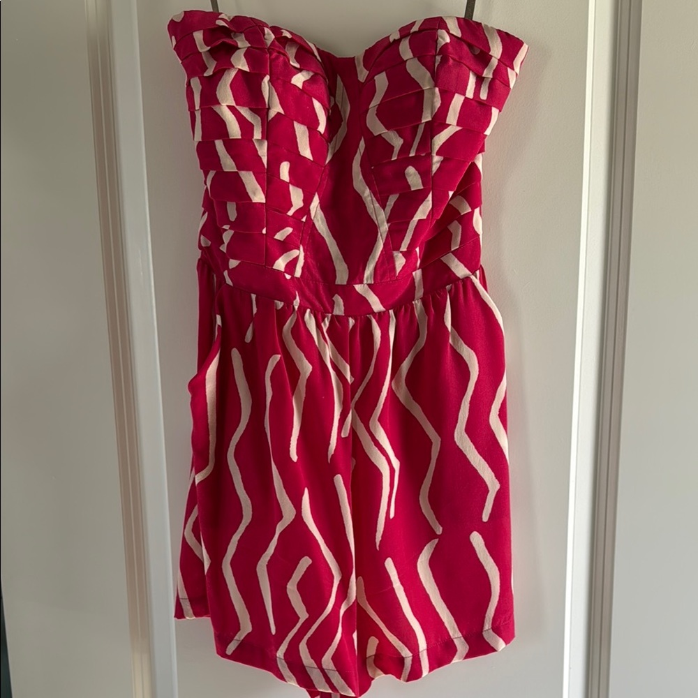 Pink and White Strapless Dress